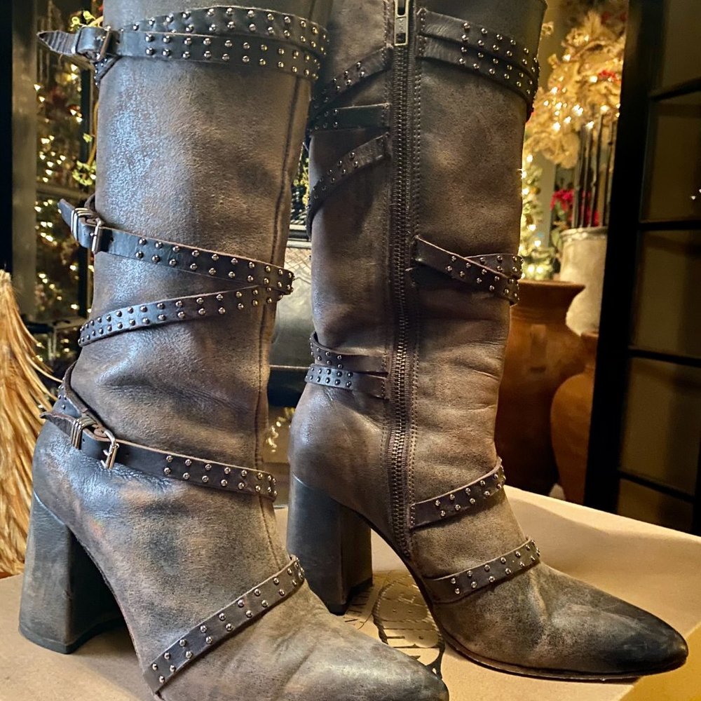 FREEBIRD Jax Boots - Brown Leather w/ Stud Accents